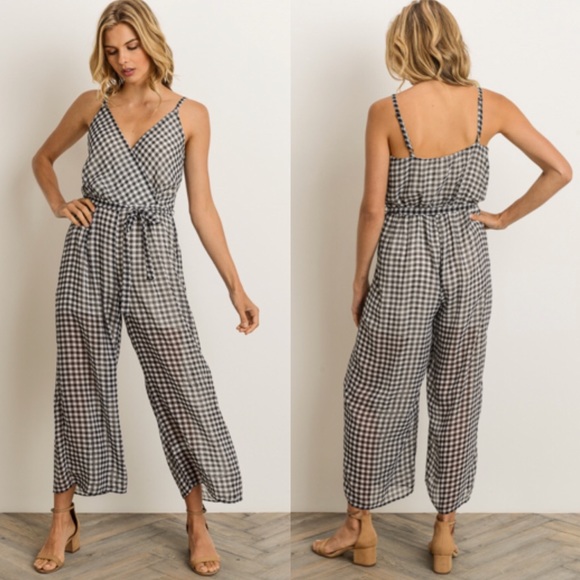 black and white gingham jumpsuit